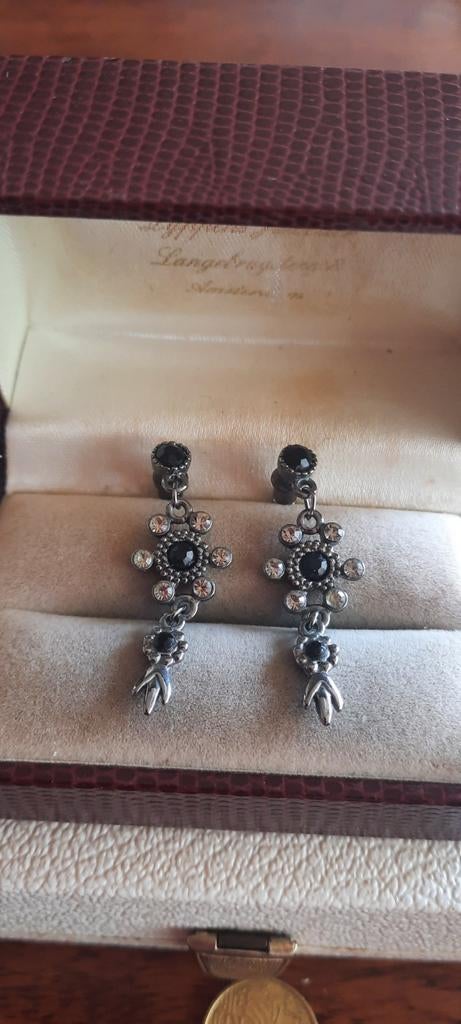 Vintage Victoriaanse oorbellen, met kristal., Ophalen of Verzenden, Overige materialen, Met kristal