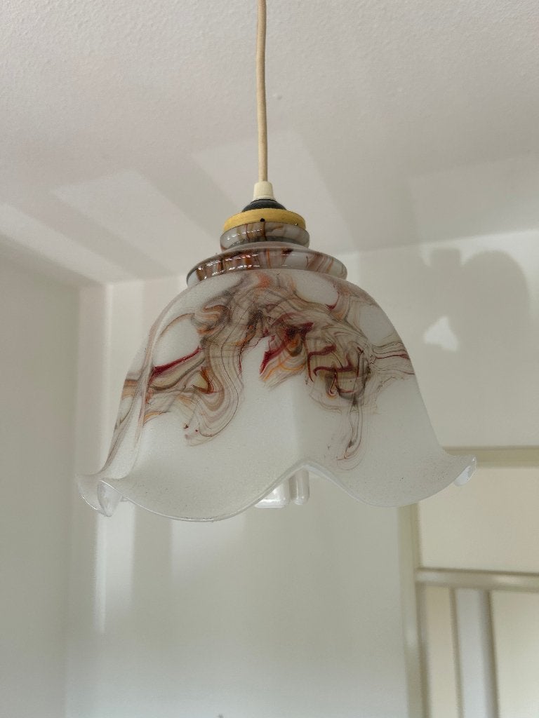 Vintage hanglamp, Ophalen, Gebruikt, Glas, E27 (groot)