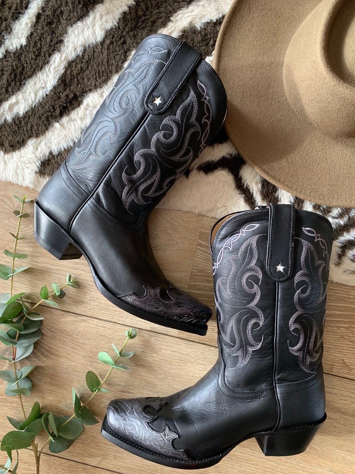 Tony Lama cowboylaarzen square toe 41, Hoge laarzen, -, Zwart, -