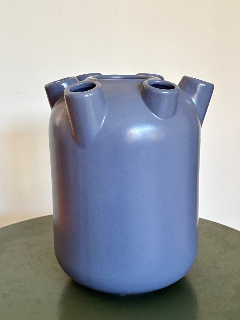 Vaas, Ophalen, Blauw, Aardewerk of Porselein, Zo goed als nieuw