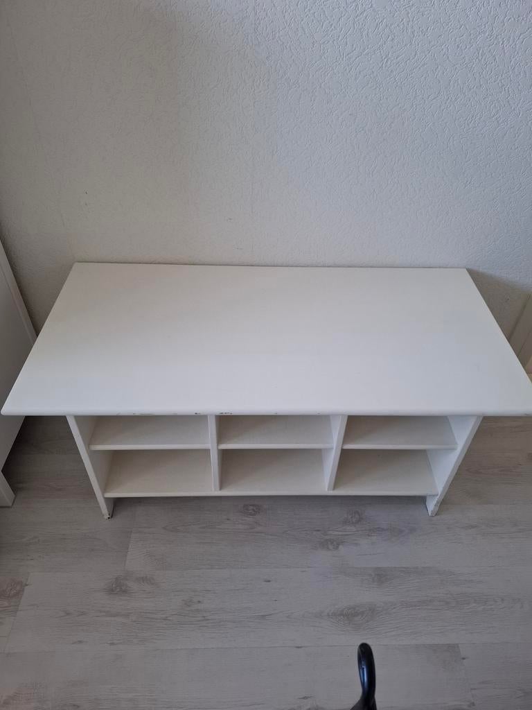 Tafel / zitbankje met open vakken - MDF hout, Ophalen, Gebruikt, 100 tot 150 cm, 50 tot 100 cm