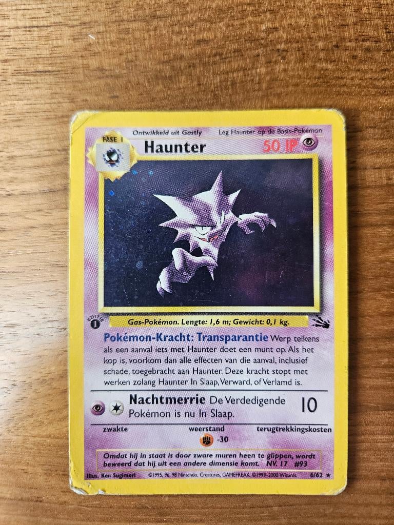 Haunter fossil first Nederlands holo - played, Hobby en Vrije tijd, Verzamelkaartspellen | Pokémon, Verzenden, Gebruikt, Losse kaart