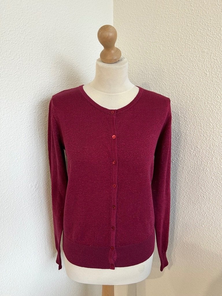 King Louie maat L paars glitter cardigan vest 3020, Paars, Maat 42/44 (L), Ophalen of Verzenden, Zo goed als nieuw