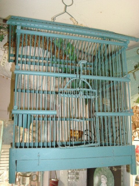 mooie kleur groene vogelkooi, Antiek en Kunst, Ophalen of Verzenden