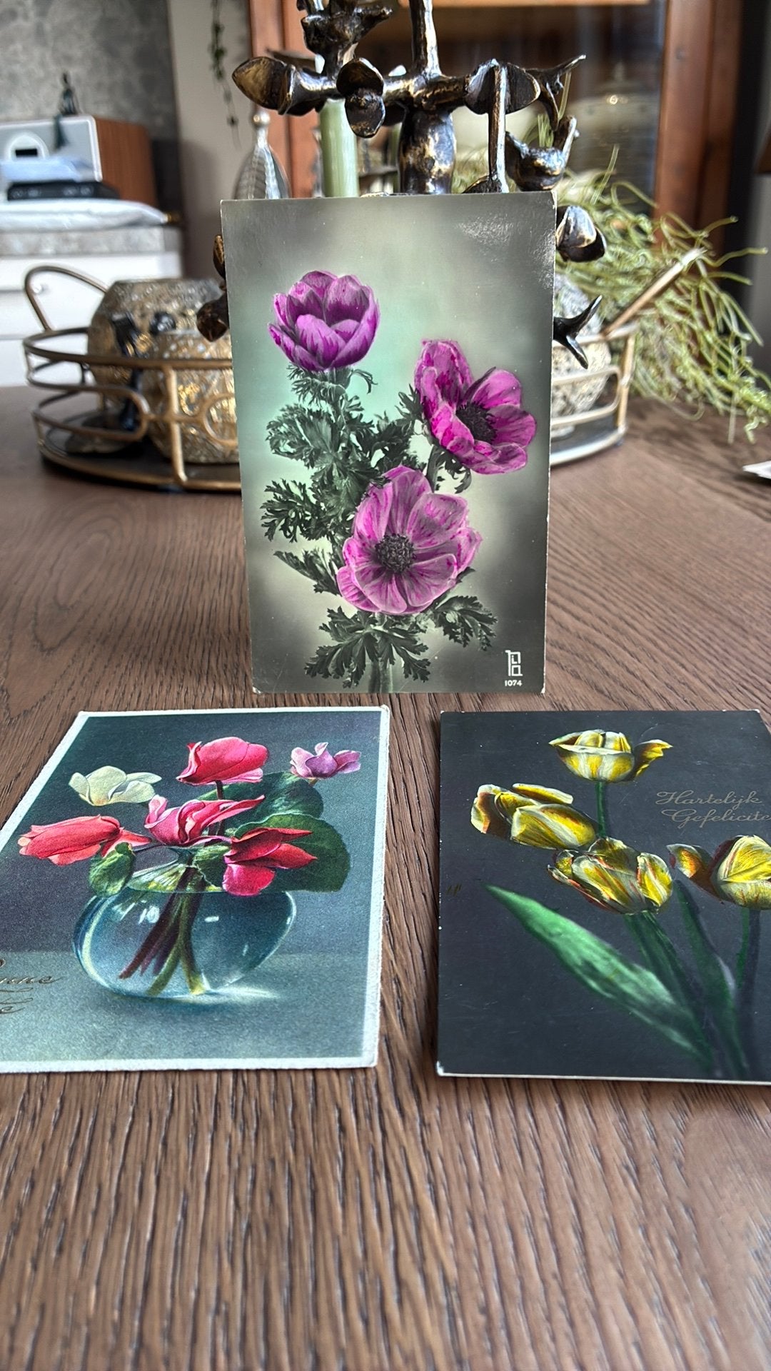 Bloemen. Anemoon,tulp en cyclaam. Ook p.st, Ophalen of Verzenden, 1920 tot 1940, Gelopen