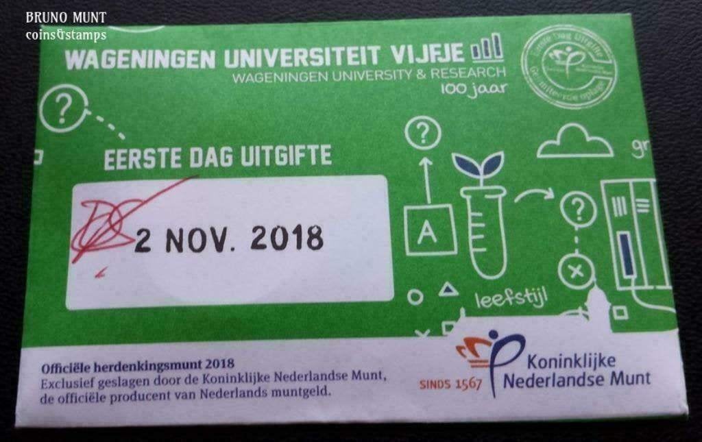 Wageningen Universiteit Vijfje 2018 - Eerste Dag Uitgifte, Ophalen of Verzenden, Koningin Beatrix, Euro's, Setje