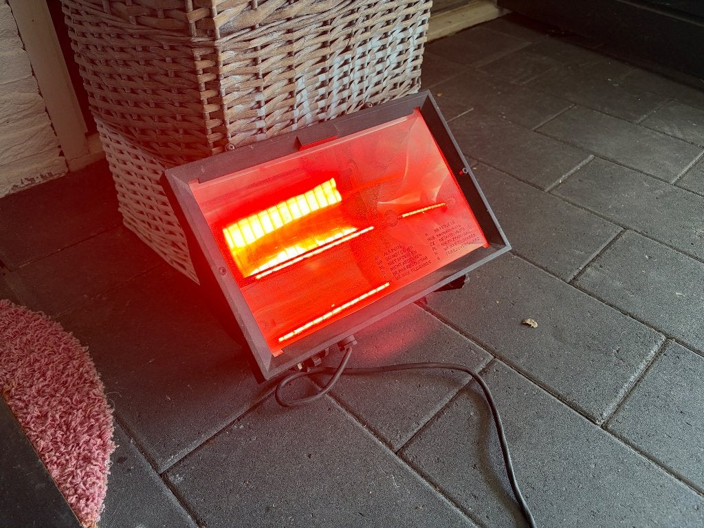 Terras verwarmer Warmtelamp, Ophalen of Verzenden, Gebruikt, Elektrisch, Wand