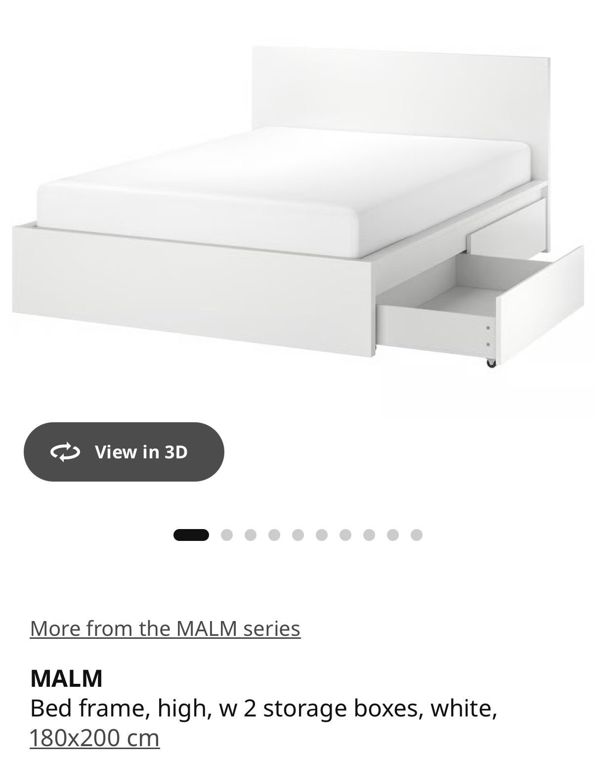 MALM Bedframe white 180x200 cm with 2 storage compartments, Ophalen, Overige materialen, Gebruikt, Wit