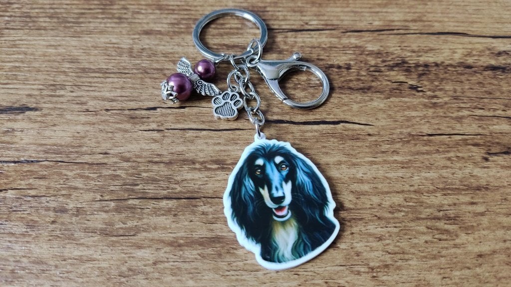 Sleutelhanger Afghaanse windhond groot met beschermengeltje, Overige merken, Verzenden, Nieuw, Overige typen