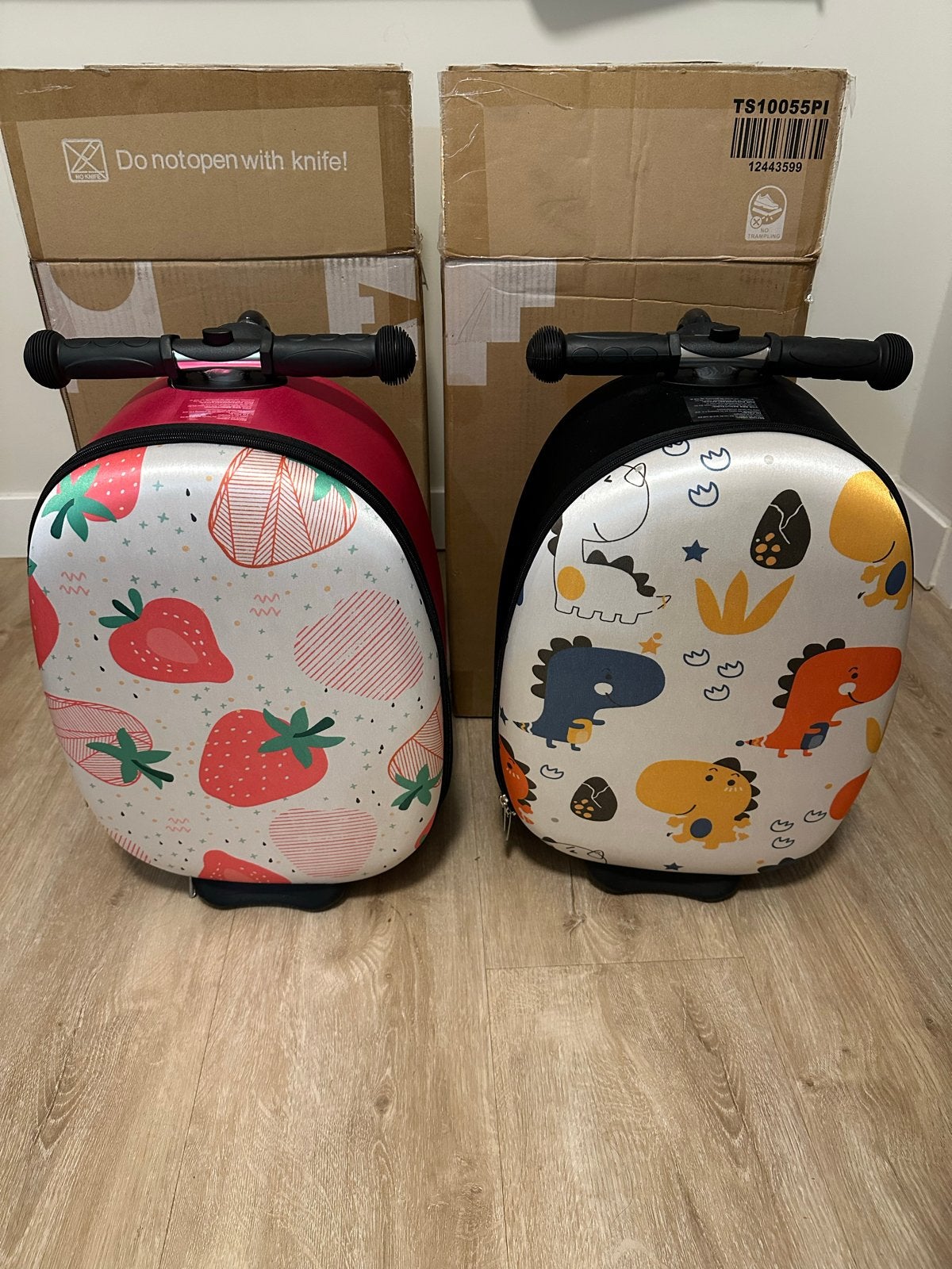 Kinder koffer met step  - aardbei of dino design, Ophalen, Hard kunststof, Nieuw, Minder dan 50 cm