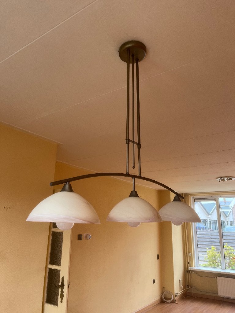 Hanglamp, Huis en Inrichting, Lampen | Hanglampen, Ophalen, Gebruikt, Glas, 75 cm of meer