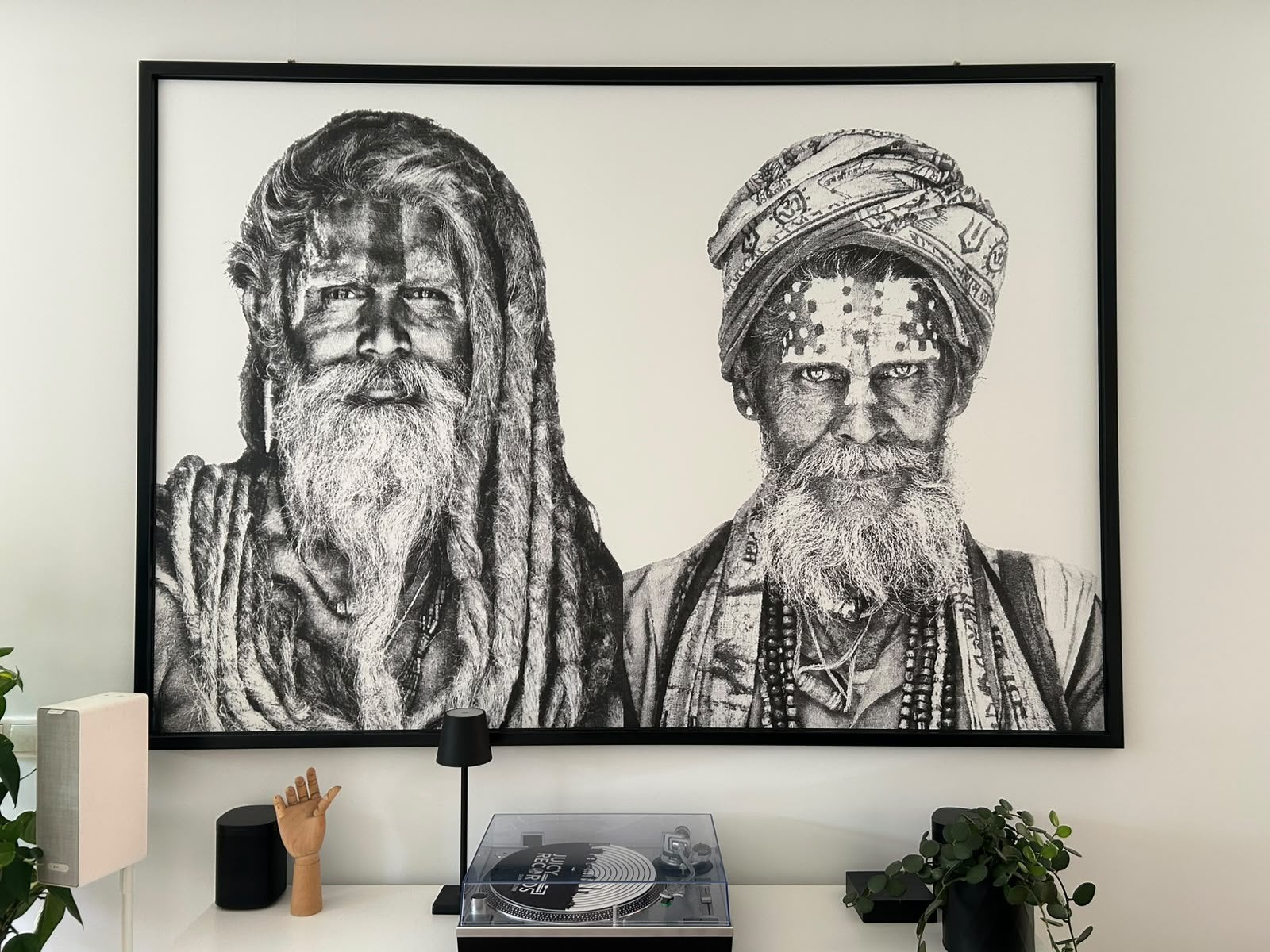 Groot schilderij indiase Babas( heilige mannen), Ophalen, 125 cm of meer, 75 – 100, Print