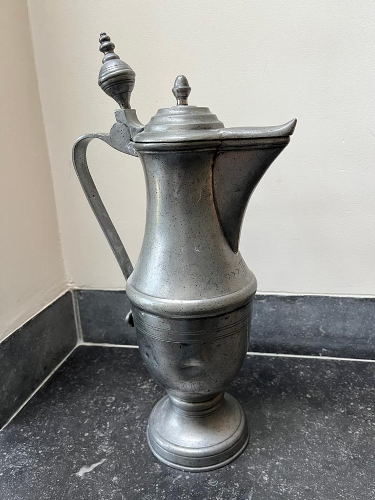 Tin schenkkan, tin, tinnen kan, Antiek en Kunst, Ophalen of Verzenden