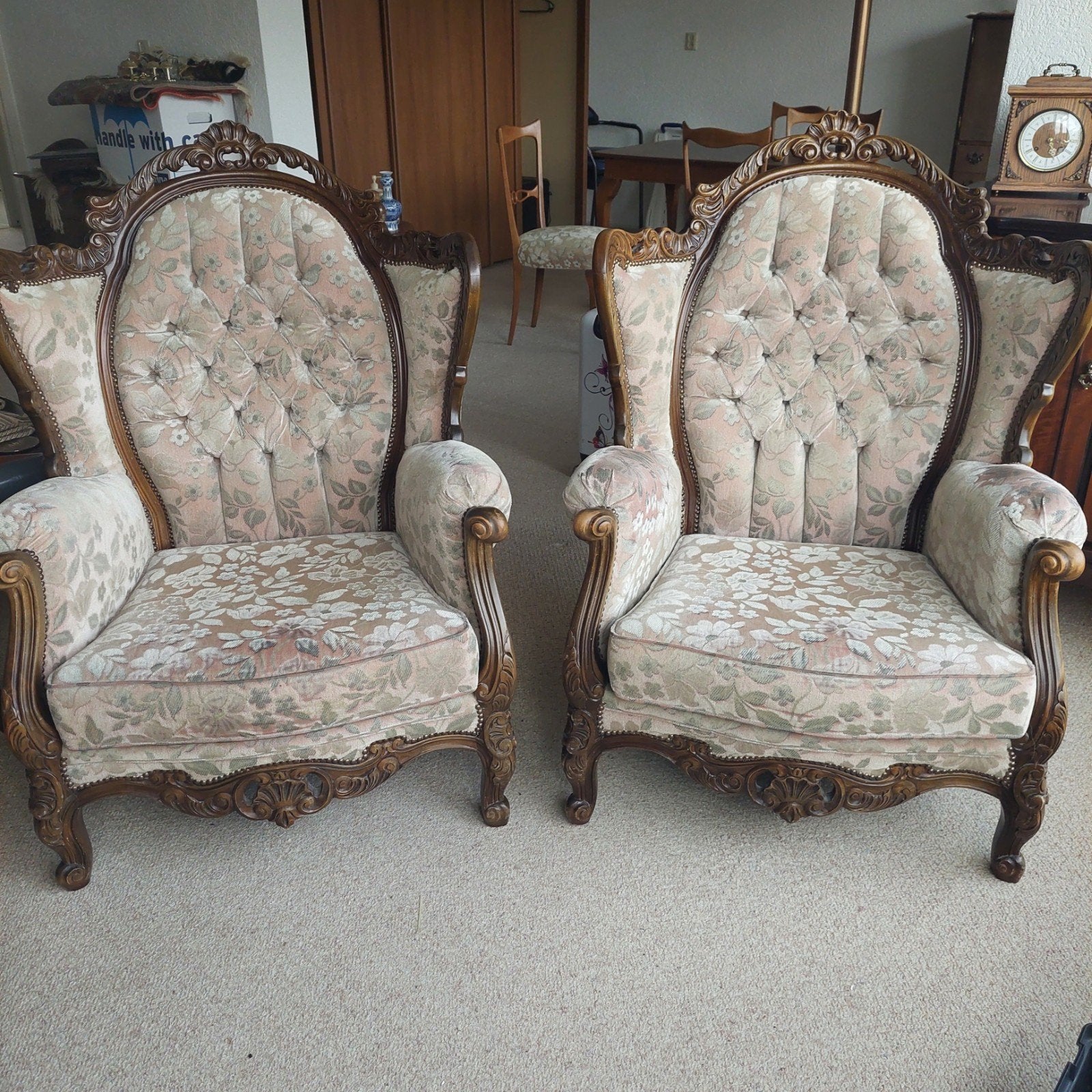 Prachtige set van 2 antieke barok / Lodewijk XV fauteuils, Antiek en Kunst, Ophalen of Verzenden