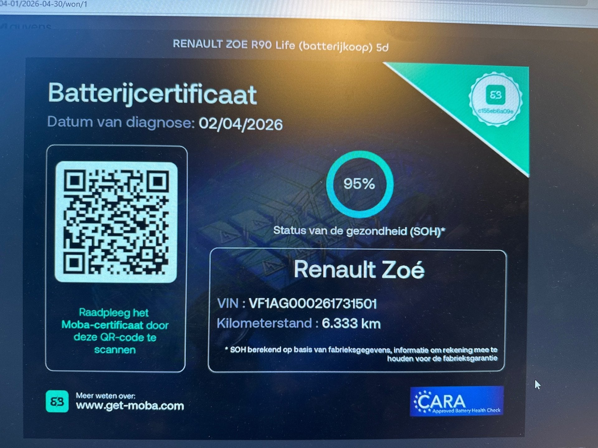 Renault ZOE R90 Life 41 kWh INCL ACCU KOOPACCU SOH 95%, Gebruikt, Zwart, 41 kWh, 150 min