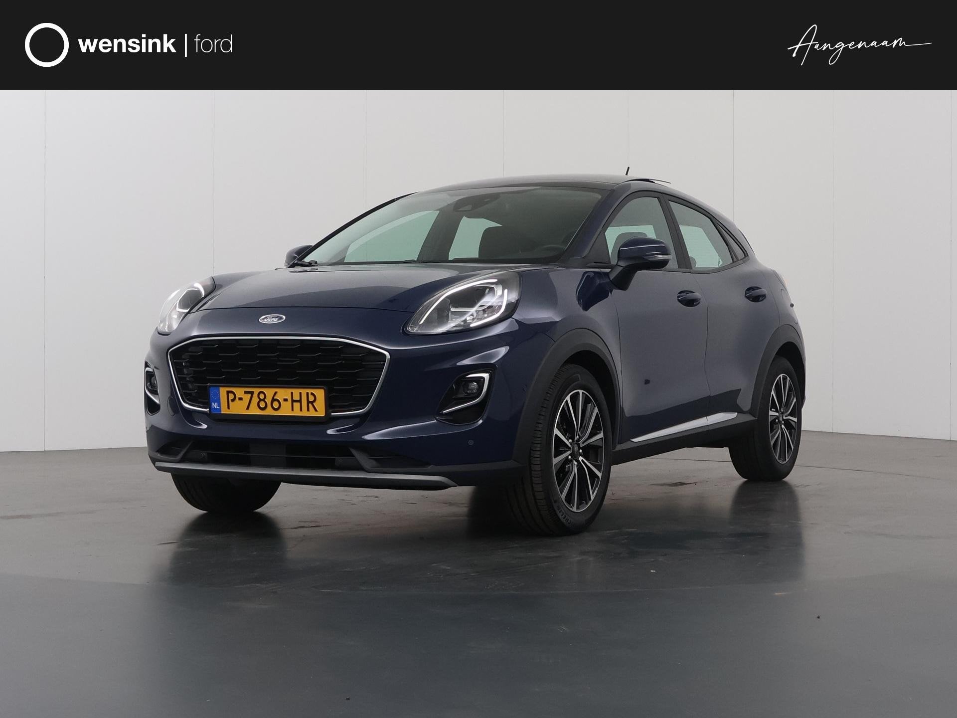 Ford Puma 1.0 EcoBoost Hybrid Titanium | Trekhaak | Panorama, Auto's, Ford, Blauw, Bedrijf, 3 cilinders, SUV of Terreinwagen