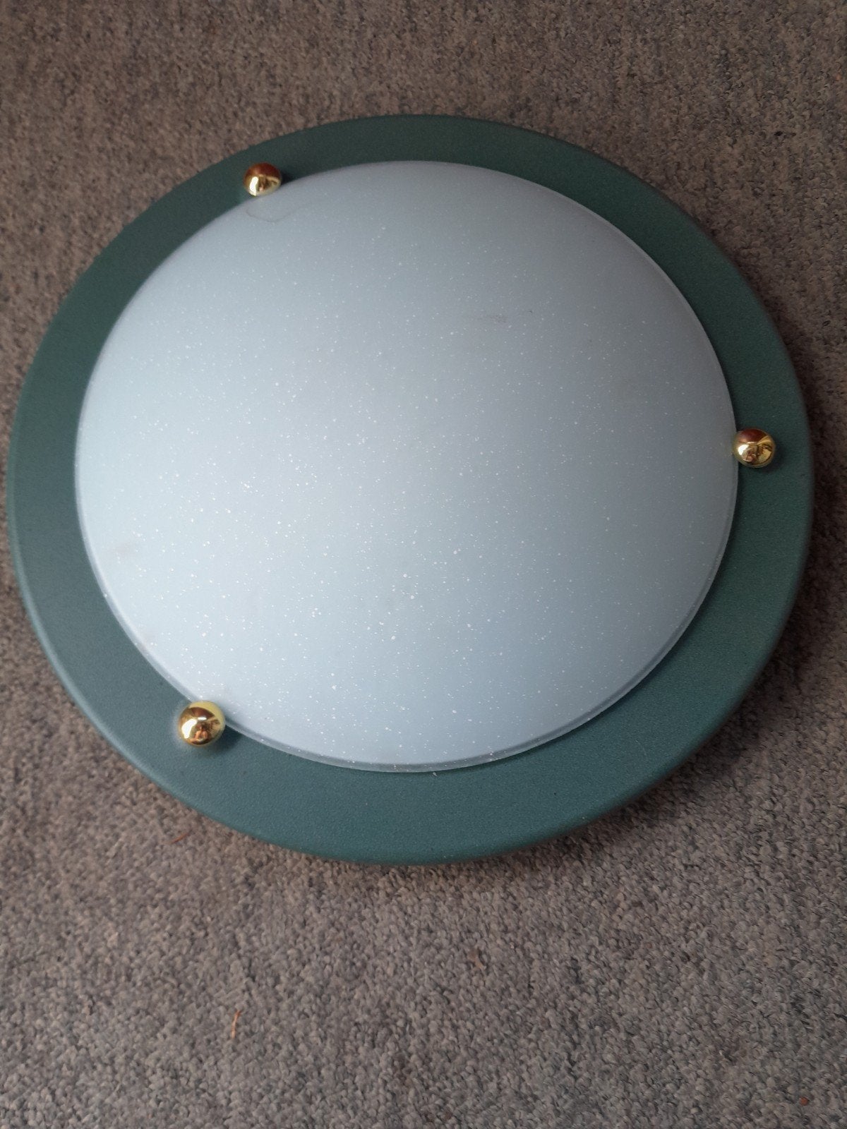 Groene plafondlamp met melkglas kap, Metaal, Overige merken, Gebruikt, Groen