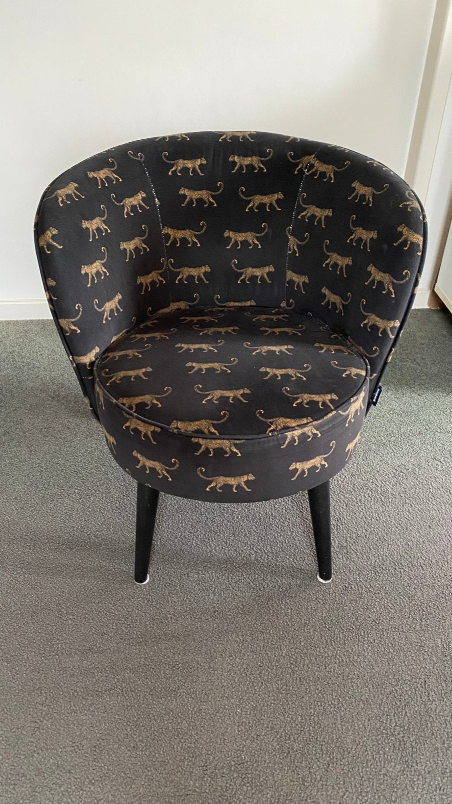 Woood fauteuil met panterprint, Huis en Inrichting, Ophalen of Verzenden, Zo goed als nieuw, Overige kleuren, Eén