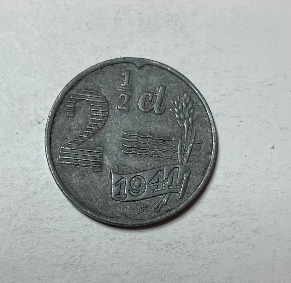 2,5 cent Nederland 1941 zink, Ophalen of Verzenden, Koningin Wilhelmina