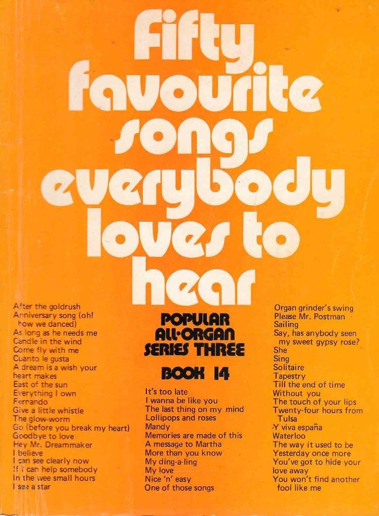 Fifty Favorite Songs Popular Organ Series 4 boeken ( 718 ), Muziek en Instrumenten, Bladmuziek, Orgel, Gebruikt, Verzenden, Artiest of Componist