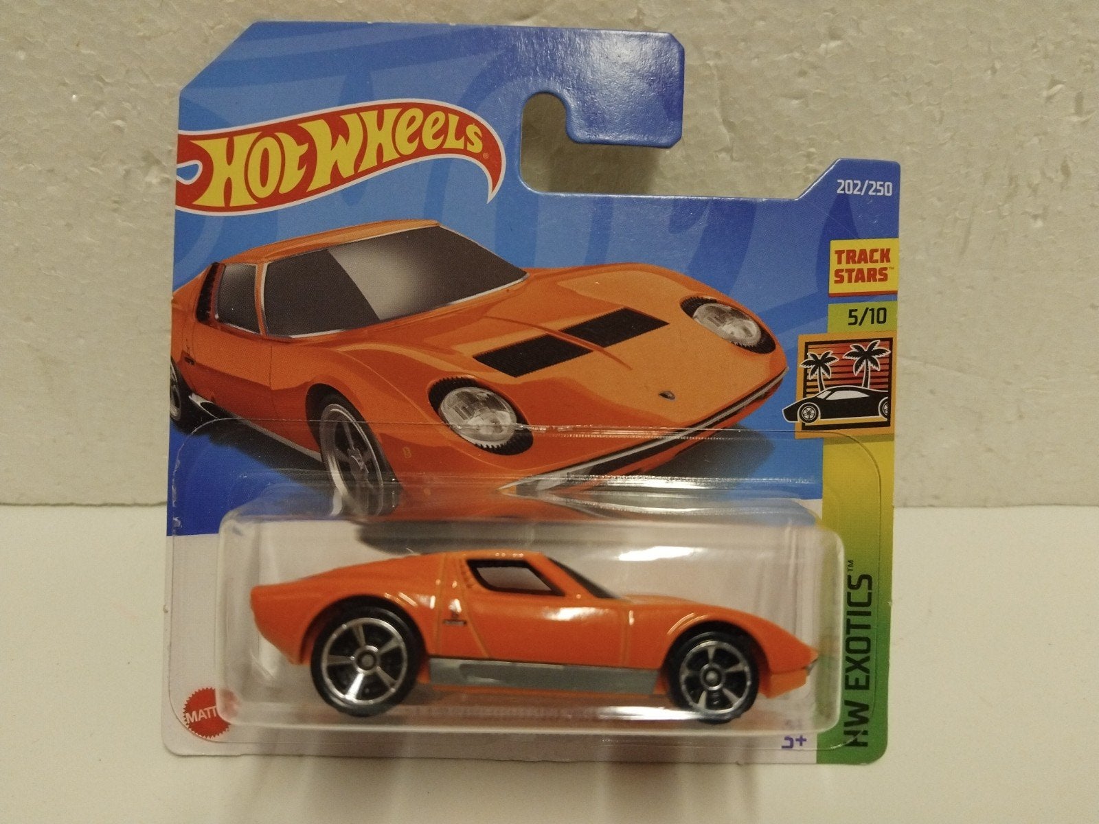 Hot Wheels 1/66 Lamborghini Miura SV orange card 3INCH, Ophalen of Verzenden, Zo goed als nieuw, Auto