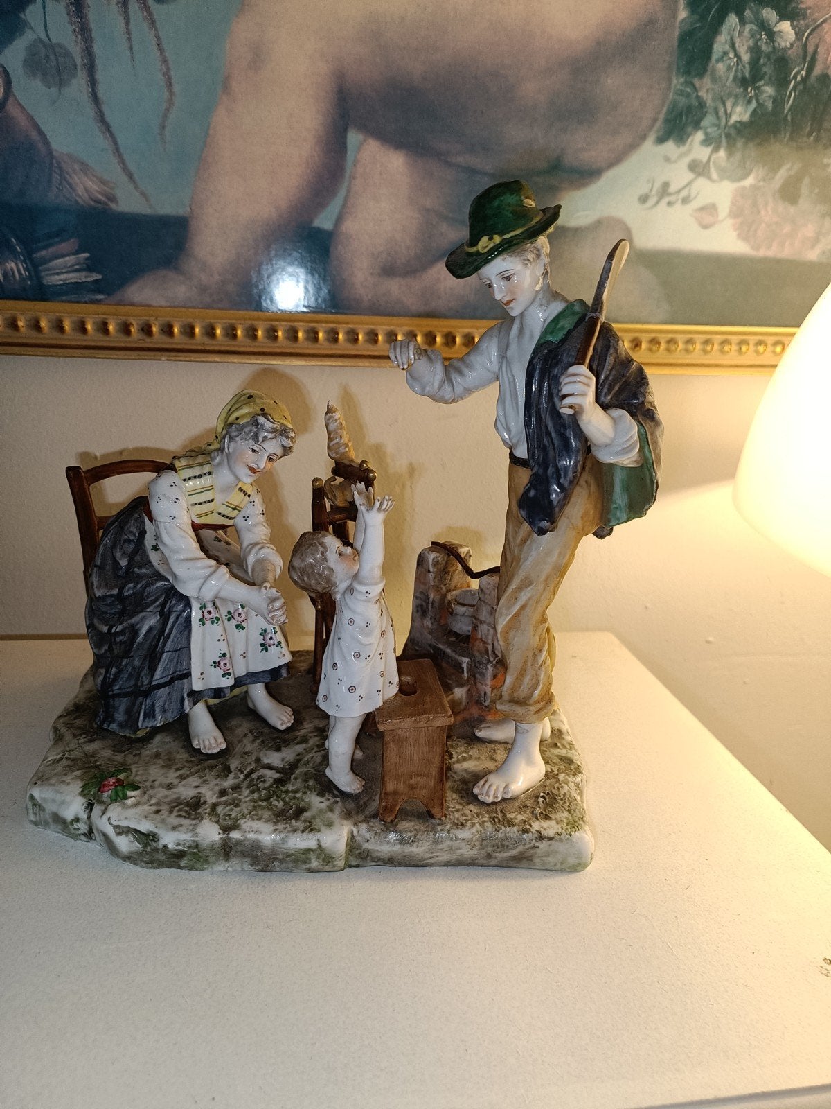 Antiek Royal Vienna Porselein Beeldje - Familie Scène, Ophalen of Verzenden