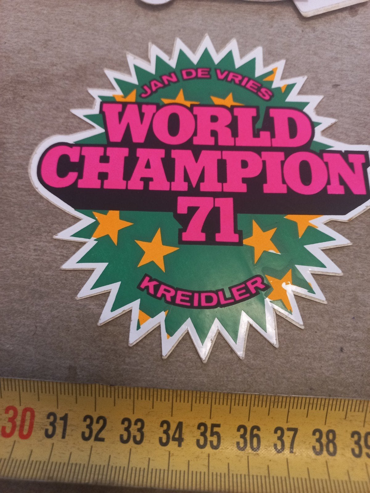 Jan de Vries World Champion 71 Kreidler Sticker, Ophalen of Verzenden, Gebruikt