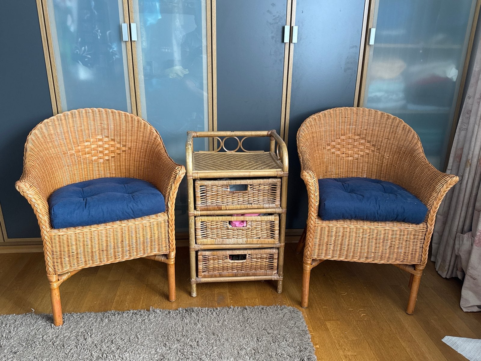 Rotan stoelen, Ophalen, Gebruikt, Twee, Bruin
