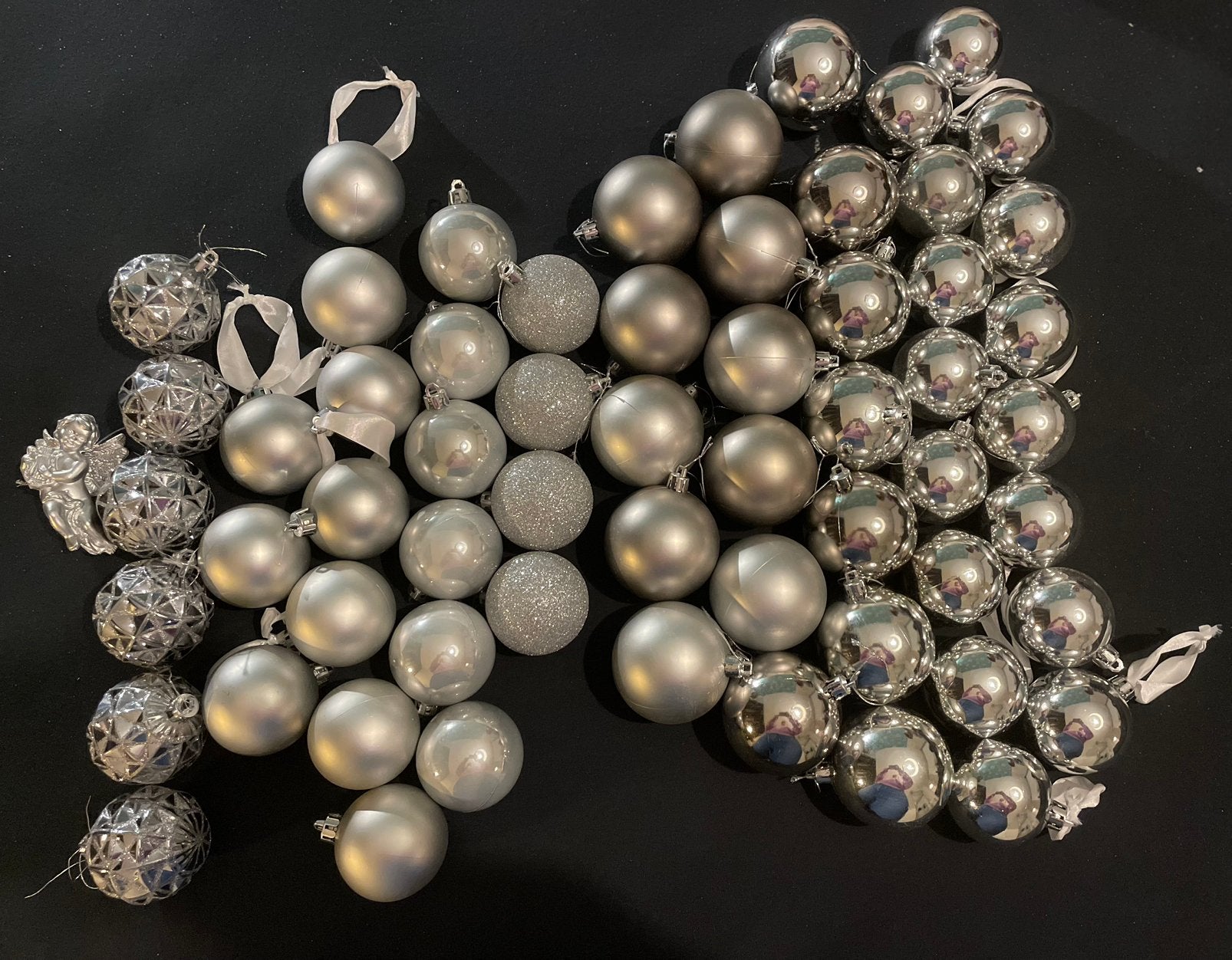 Mooie set zilveren kerstballen (58-delig + engeltje), Ophalen, Nieuw