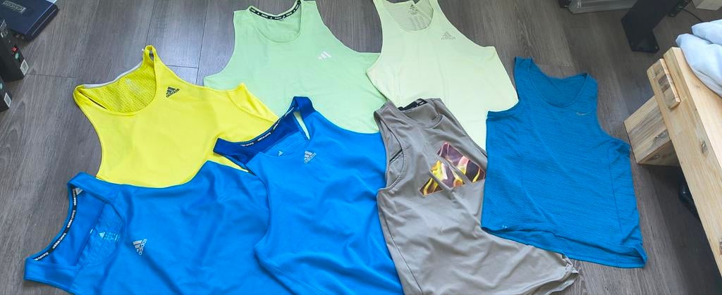 Set 7 Adidas & Nike sporthemden (aeroready, climalite/cool), Ophalen of Verzenden, Gedragen, Adidas, Nike, Hardlopen of Fietsen