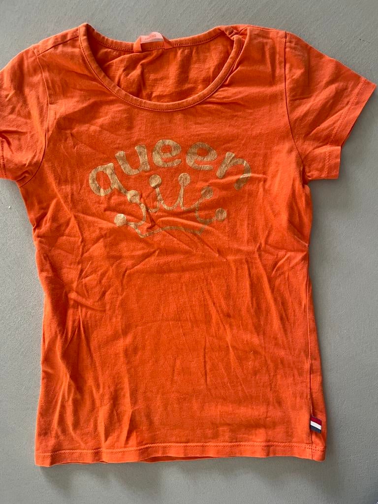 Oranje t shirt koningsdag hema 134/140, Ophalen of Verzenden, Zo goed als nieuw, Meisje, Shirt of Longsleeve
