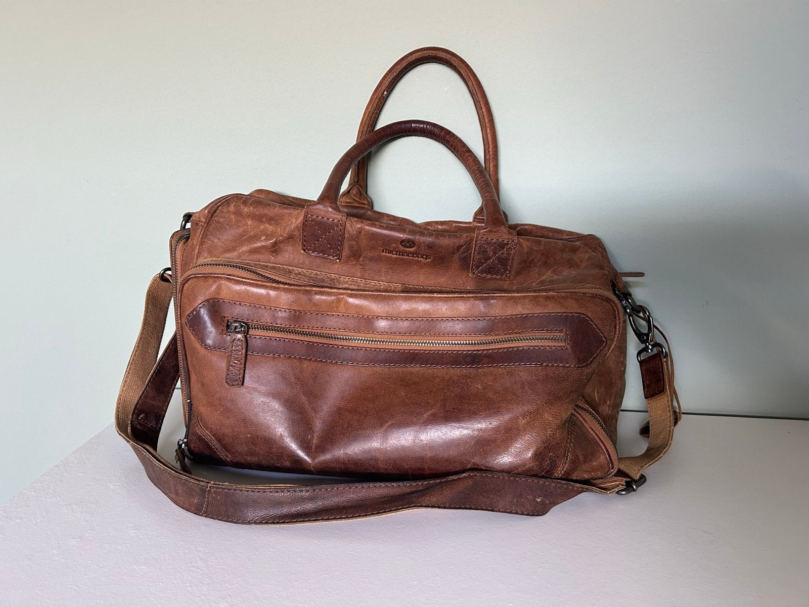 Micmacbags Leren Luiertas/Schoudertas - Bruin, Ophalen, Gebruikt, Bruin, Schoudertasje