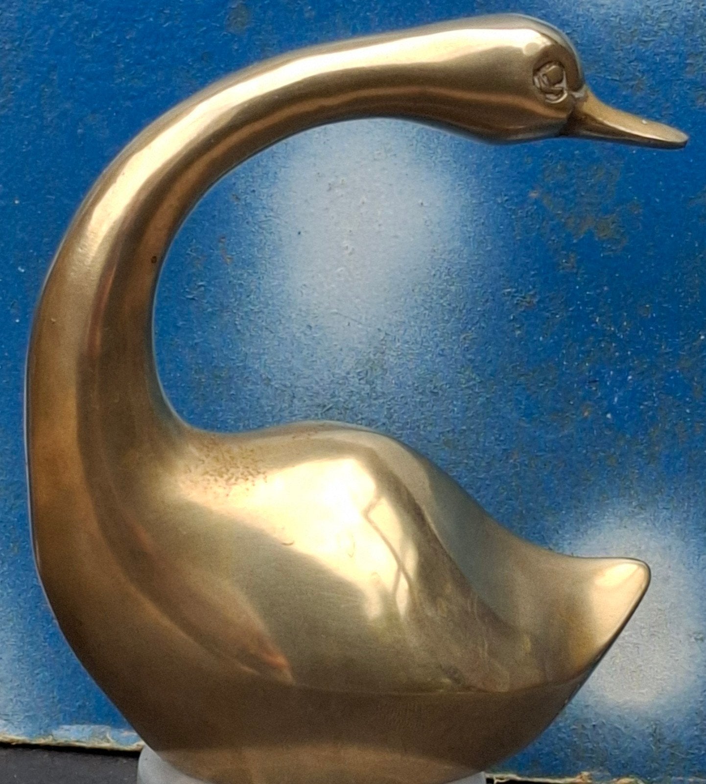 Zwaan. Messing. Ca '70. 14 cm., Ophalen of Verzenden, Zo goed als nieuw, Vogel, Beeldje of Figuurtje