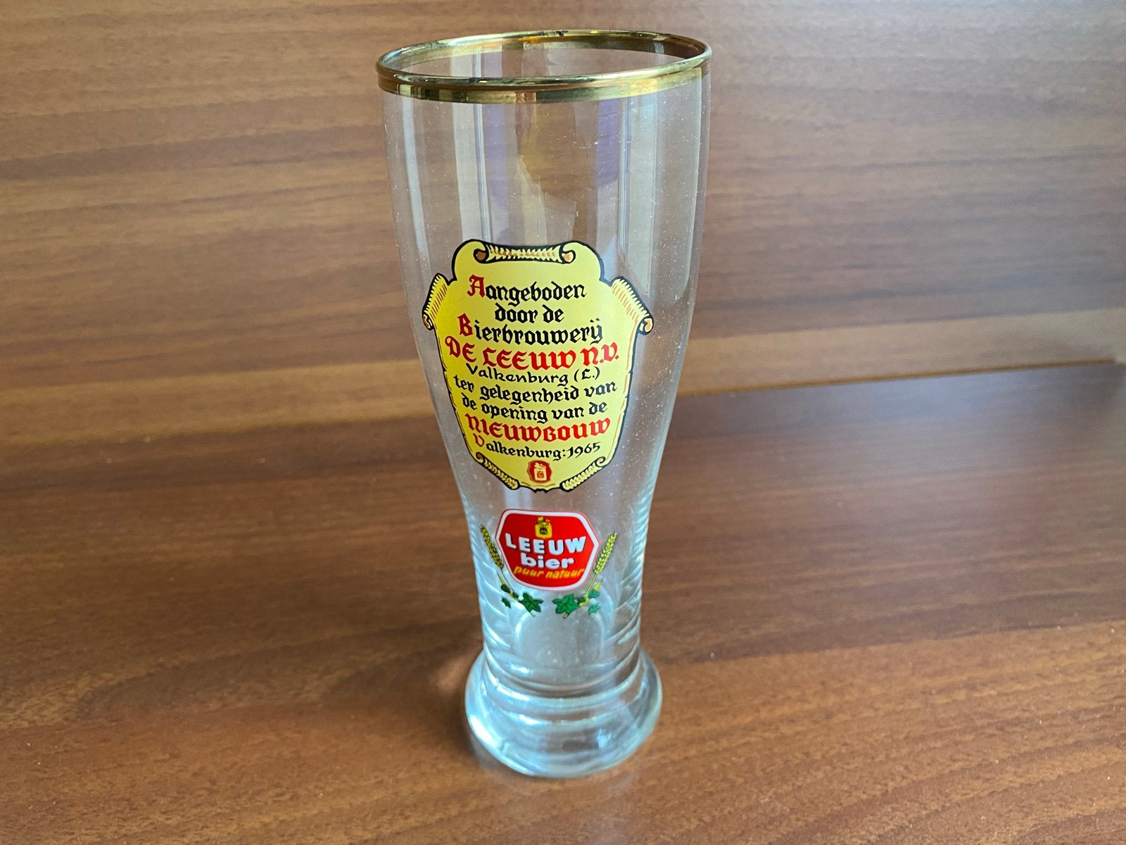 Vintage Leeuw Bierglas Valkenburg 1965, Ophalen of Verzenden