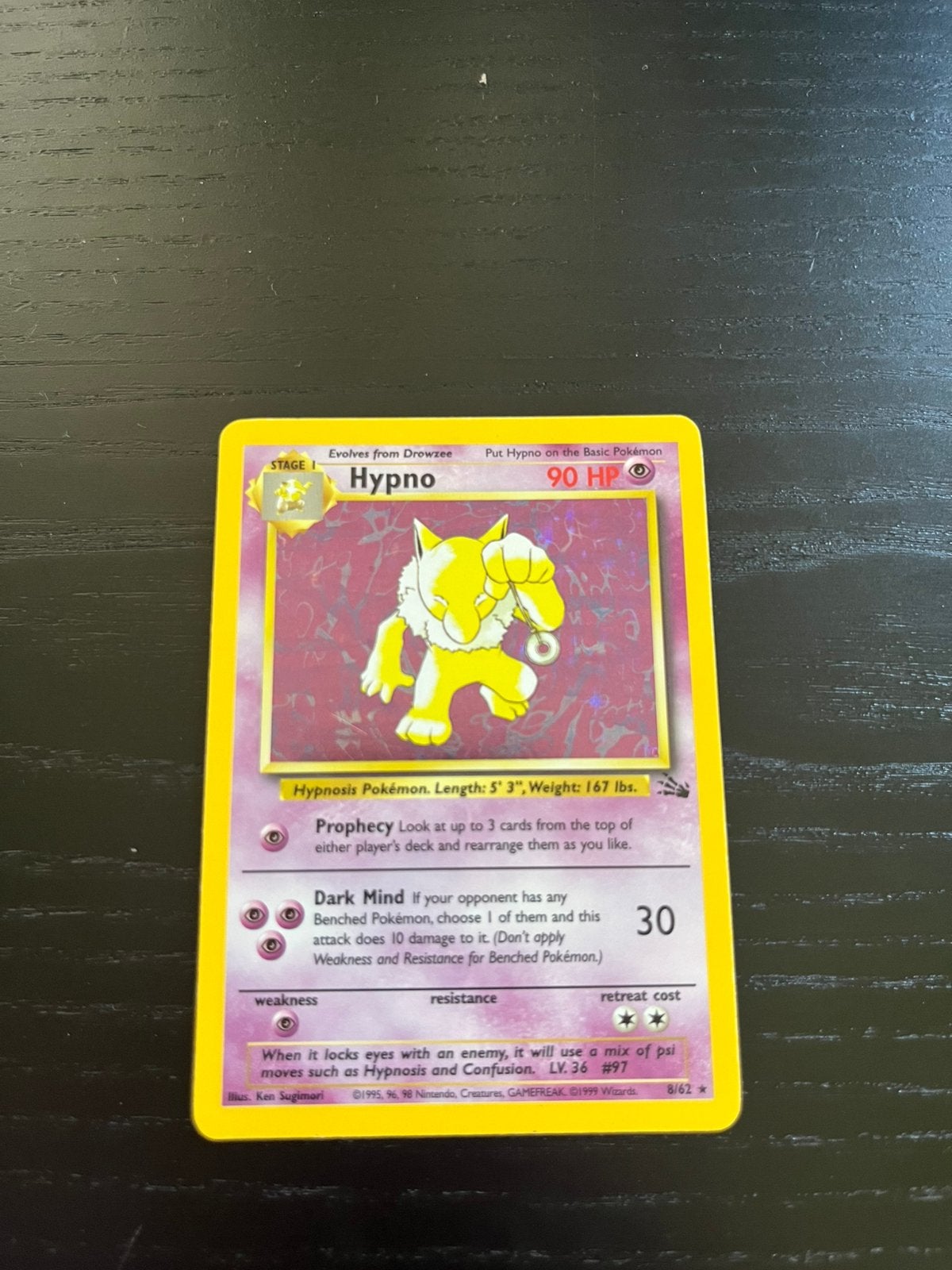 Hypno holo 8/62 - Fossil set, Ophalen of Verzenden, Zo goed als nieuw, Losse kaart, Foil