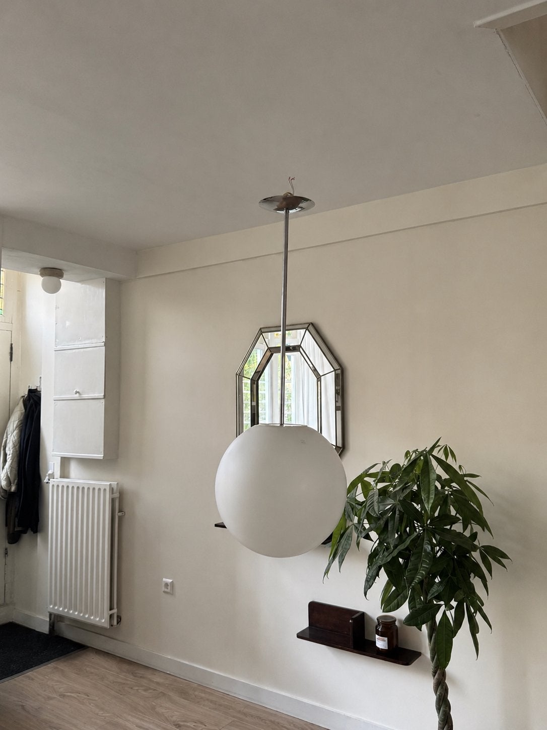 Vintage Peill & Putzler hanglamp - Glazen bol, Huis en Inrichting, Lampen | Hanglampen, Ophalen, Gebruikt, Glas, 75 cm of meer
