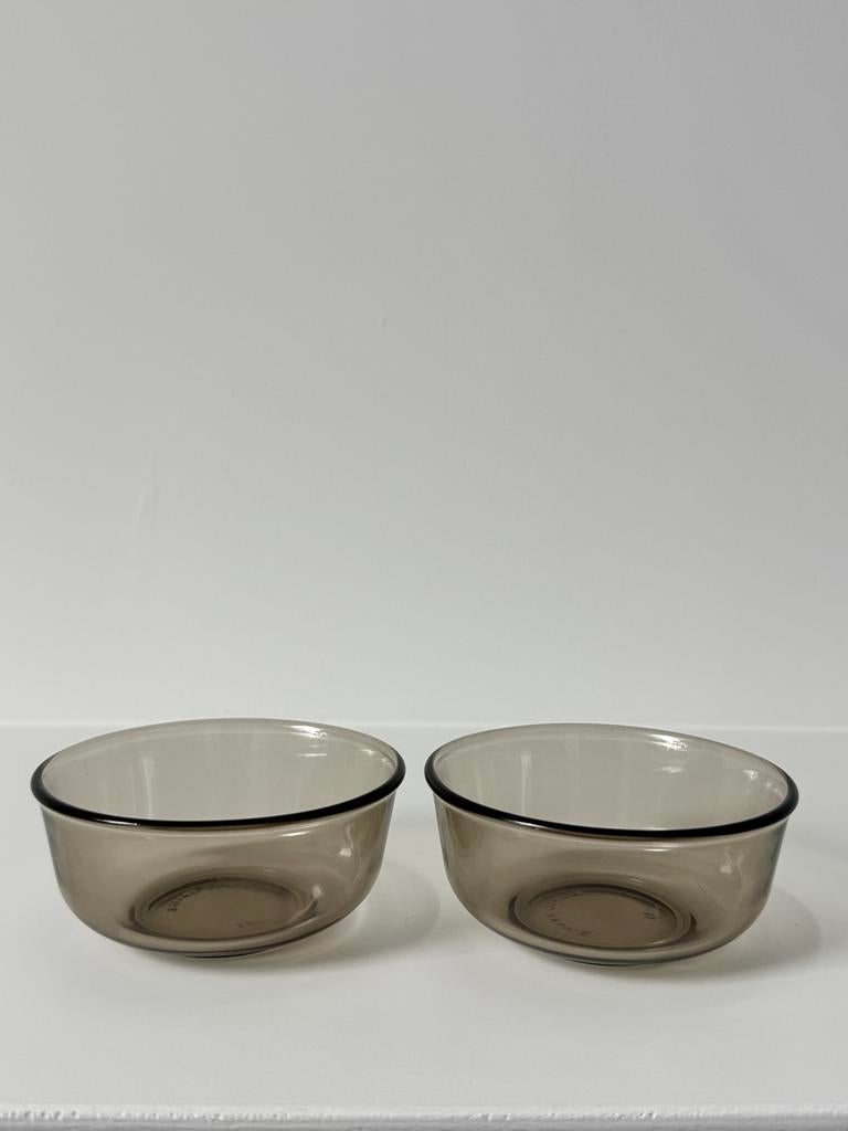 Set van 2 Vintage Arcoroc Rookglas schaaltjes 10cm, Ophalen of Verzenden