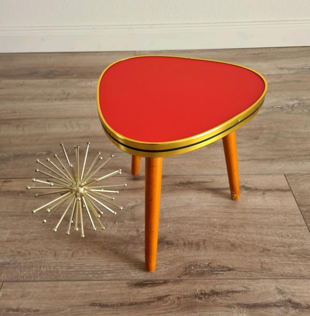 Vintage retro tafel bijzettafel rood niertafel plantentafel, Ophalen of Verzenden, Huis en Inrichting