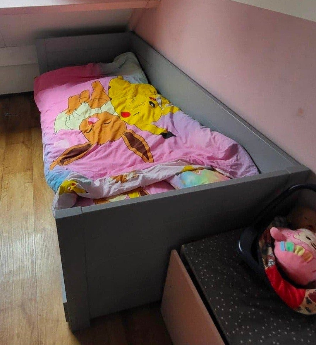 eenpersoonsbed met uitschuifbaar logeerbed, Ophalen, 85 tot 100 cm, Gebruikt, Matras