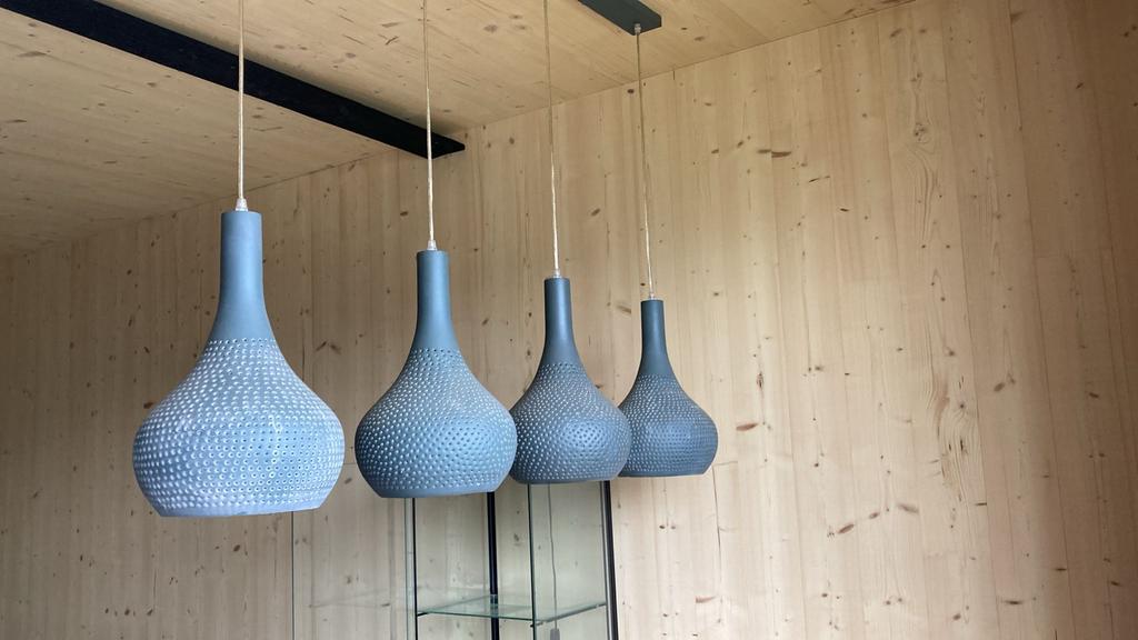 Loots 5 Set van 4 blauwe hanglampen, Verzenden, Zo goed als nieuw, Metaal