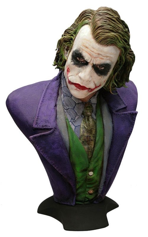 The joker life size bust  the Dark knight + gratis zuil, Ophalen, Zo goed als nieuw, Film, Actiefiguur of Pop
