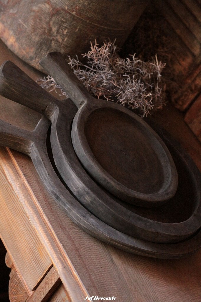Sobere houten schaal met handvat driftwood klein en groot, Www.jufbrocante.nl, Www.jufbrocante.nl, Nieuw, Ophalen of Verzenden