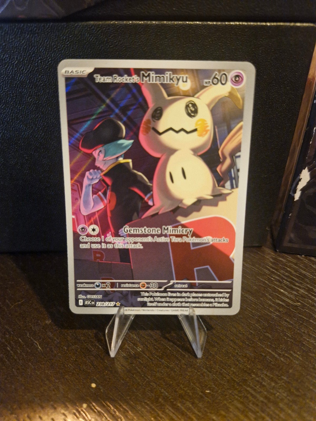 Team Rocket's Mimikyu Pokémon Kaart  ASC 238- Full Art, Ophalen of Verzenden, Zo goed als nieuw, Losse kaart, Foil