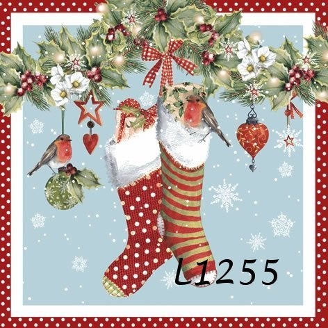 Servetten decoupage/bullet journal *roodborstjes kerst L1255, Verzenden, Nieuw