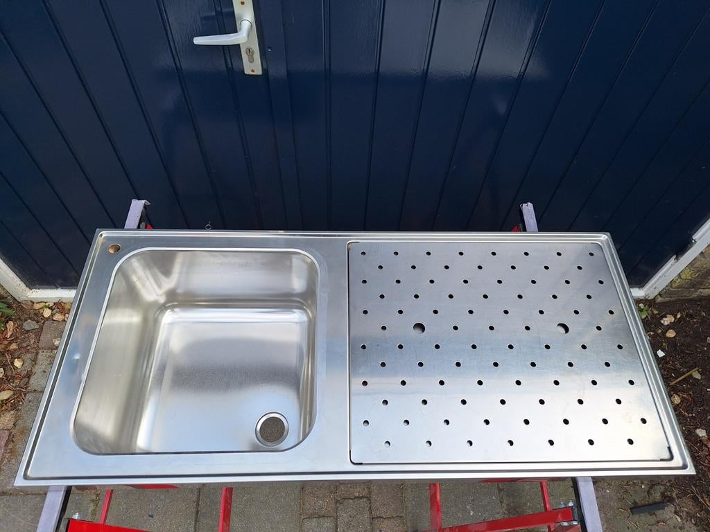 RVS lekblad met spoelbak 110x50 tapblad biertap mancave bar, Ophalen, Zo goed als nieuw, Overige merken