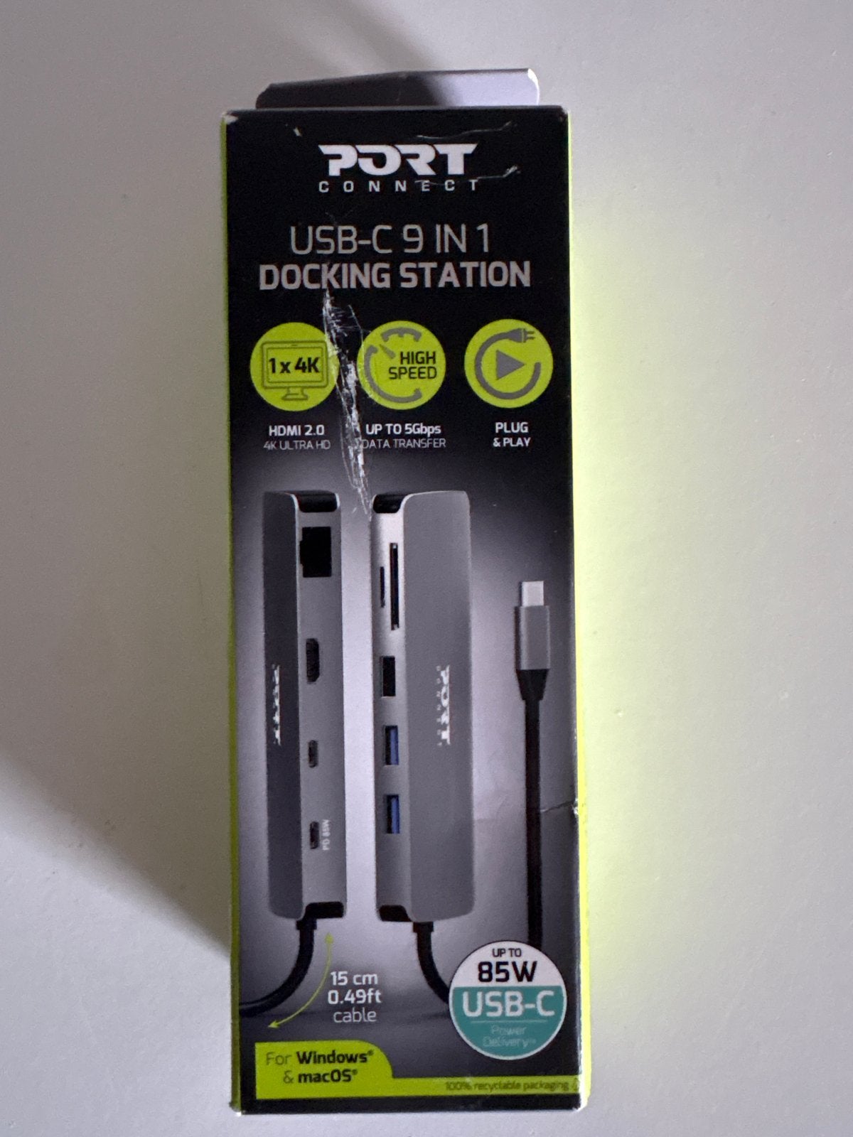 New! PORT CONNECT USB-C 9-in-1 Docking Station, Computers en Software, Dockingstations, Nieuw, Docking station, Laptop, Ophalen of Verzenden