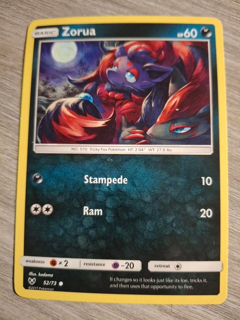 Zorua Pokémon Kaart - Zeldzaam en in goede staat, Ophalen of Verzenden, Zo goed als nieuw, Losse kaart