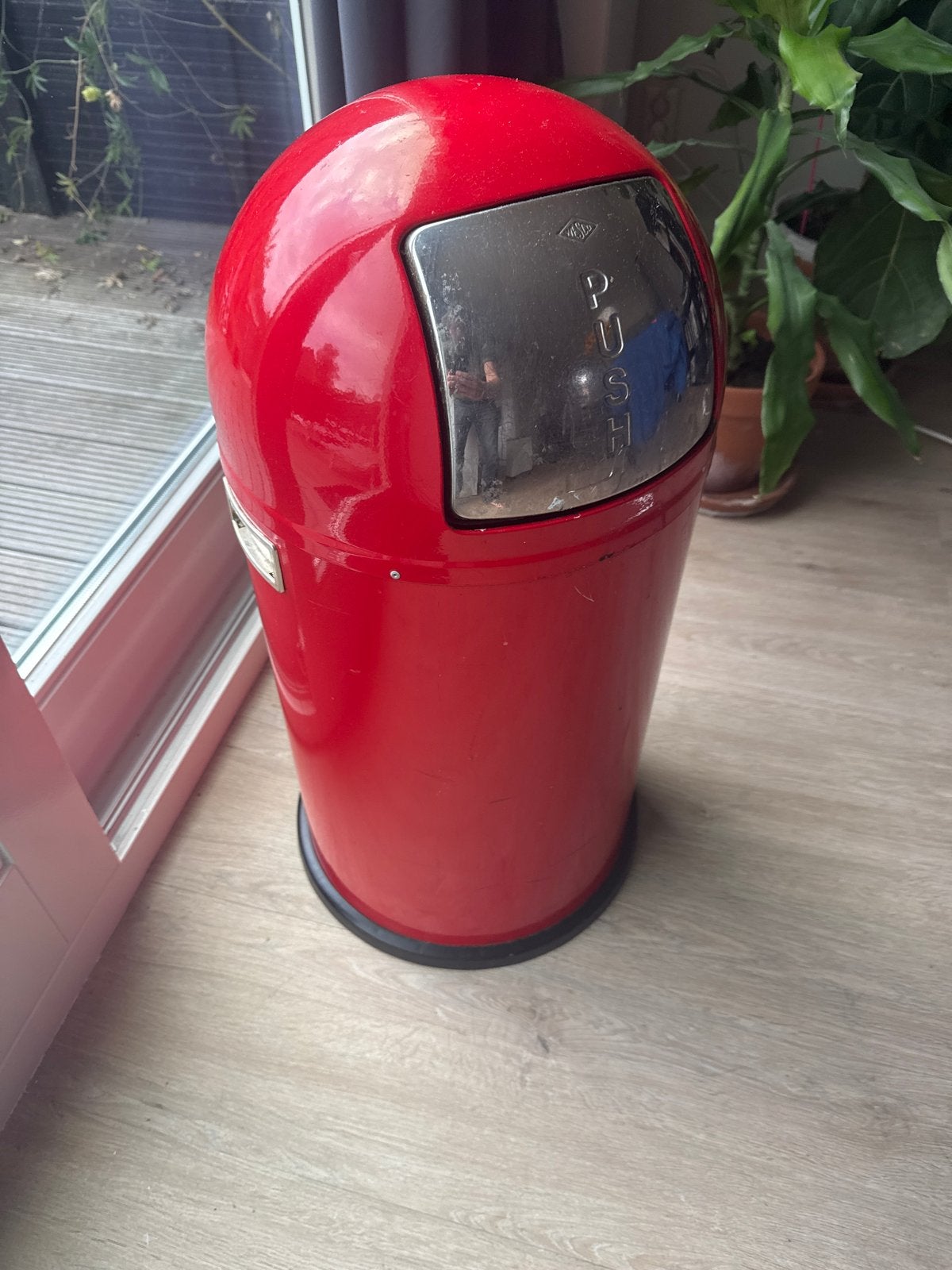 Rode Wesco Pushboy prullenbak - Gebruikt, Huis en Inrichting, Ophalen, 50 – 75, Gebruikt, 40 liter of meer
