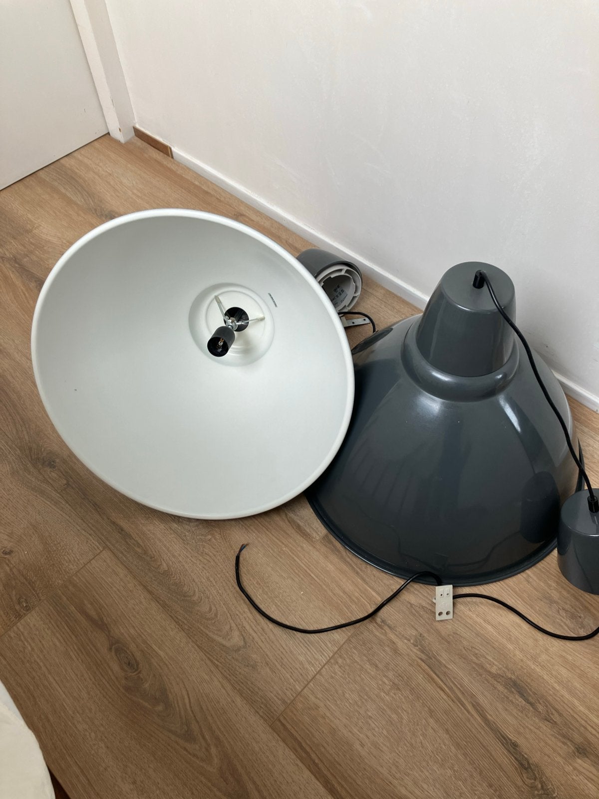 IKEA Foto hanglampen - Set van 2 (grijs), Ophalen, Gebruikt, Metaal, E27 (groot)