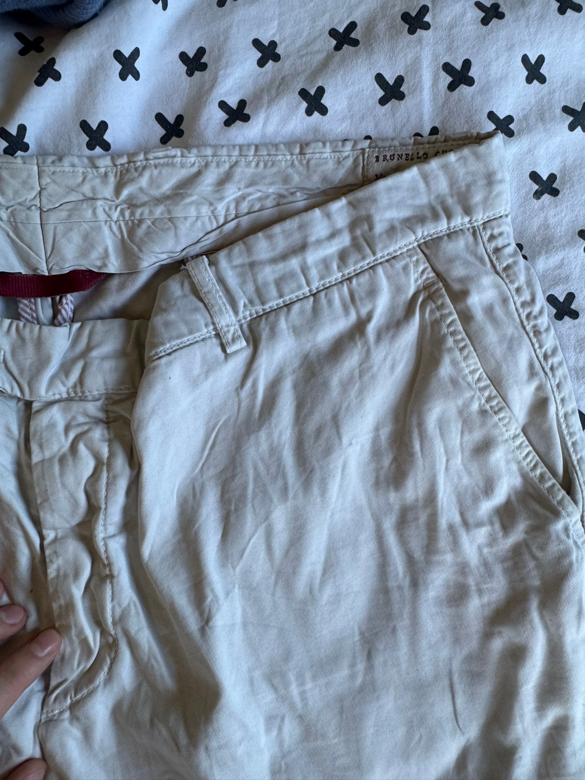 Brunello Cucinelli Beige Lange Broek 100% Katoen Maat 58, Ophalen of Verzenden, Gedragen, Maat 56/58 (XL), Beige